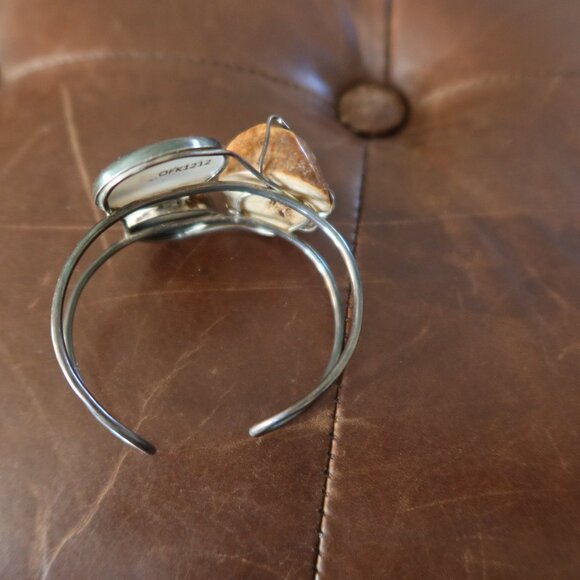 Melissa Joy Manning OOAK sterling silver, tigers eye, agate & fossil cuff MJM - Picture 14 of 16